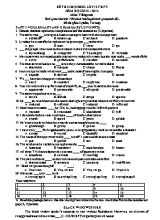 Đề thi chọn học sinh giỏi lớp 12 THPT - Năm học 2013  2014. môn Tiếng Anh